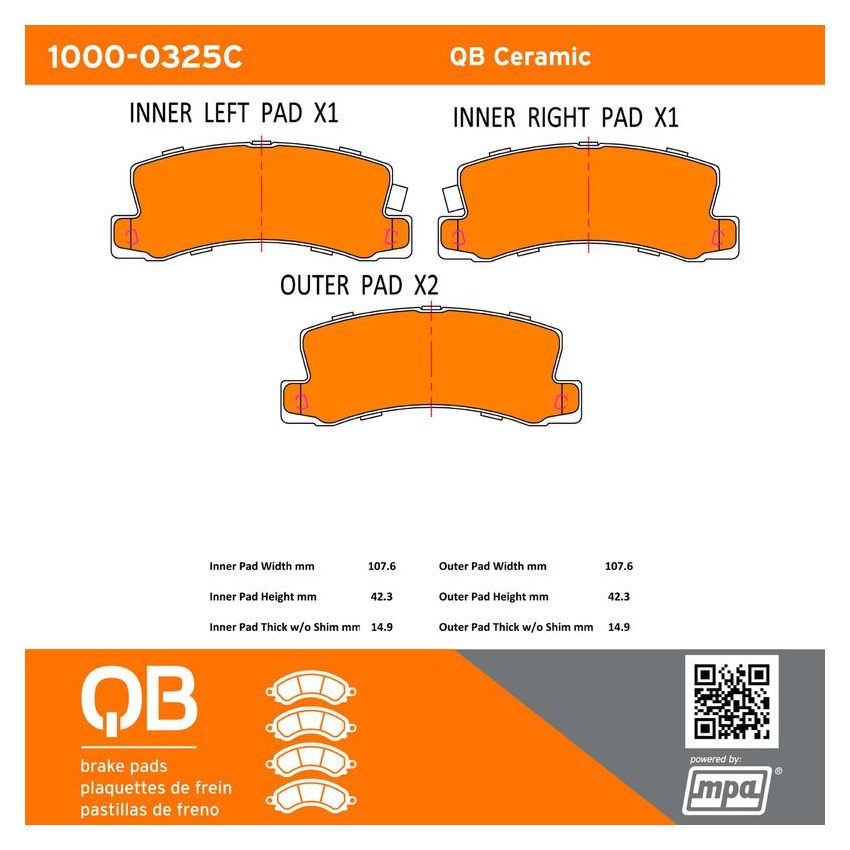 MPA 1000-0325C QB Ceramic Brake Pads