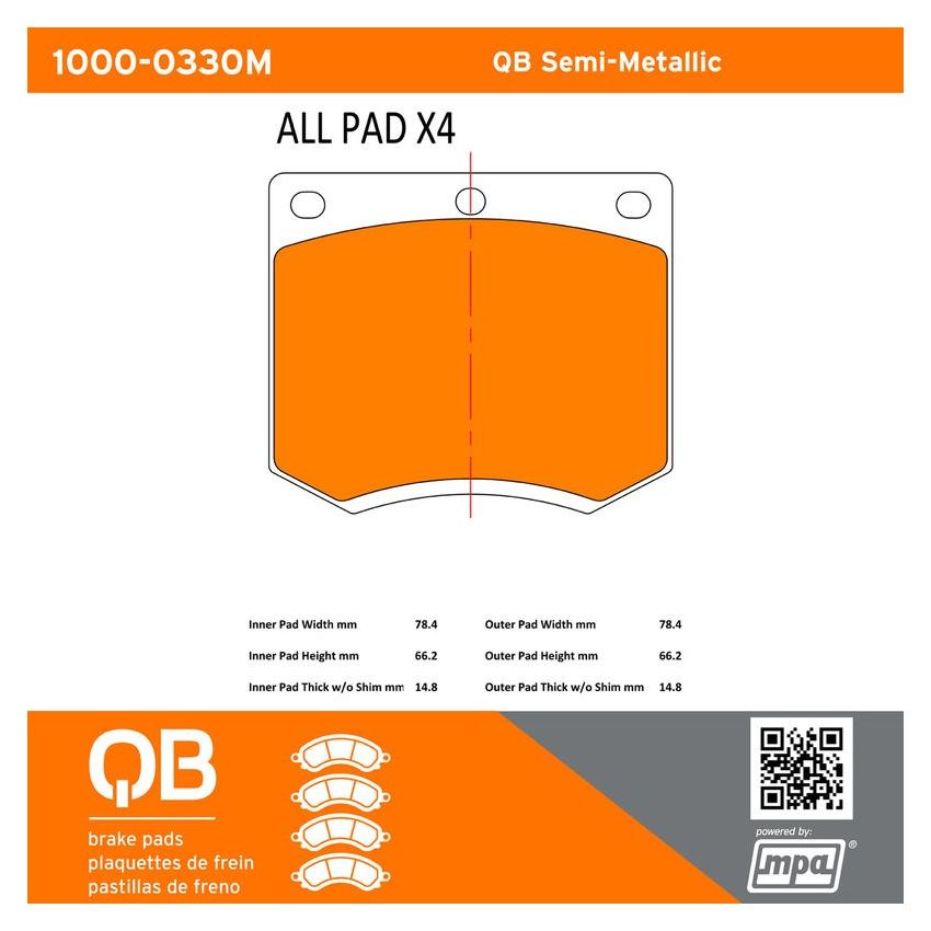 MPA 1000-0330M QB Semi-Metallic Brake Pads