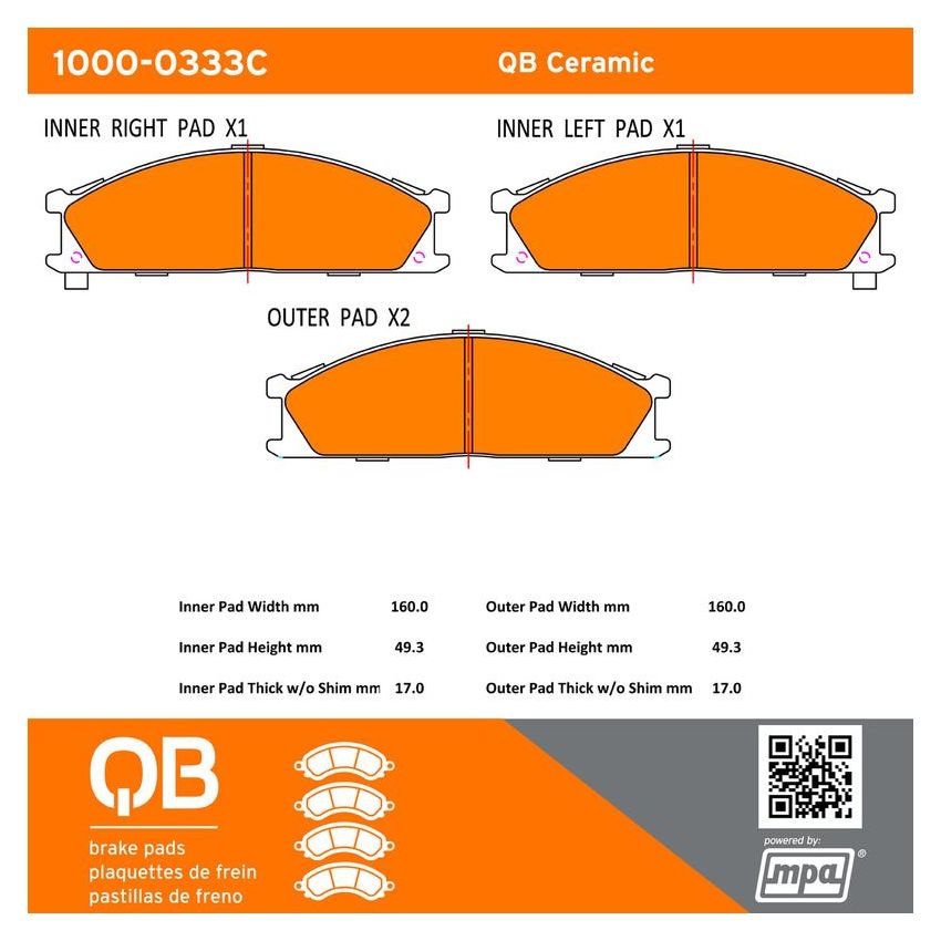 MPA 1000-0333C QB Ceramic Brake Pads