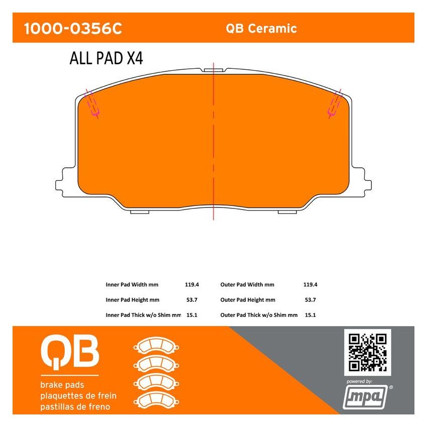 MPA 1000-0356C QB Ceramic Brake Pads