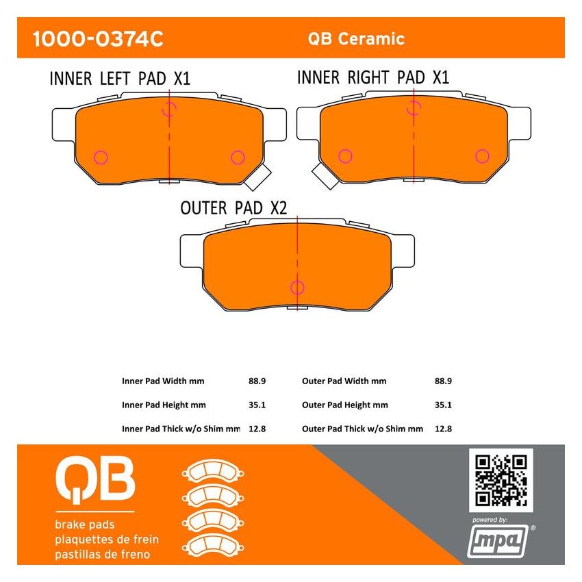 MPA 1000-0374C QB Ceramic Brake Pads