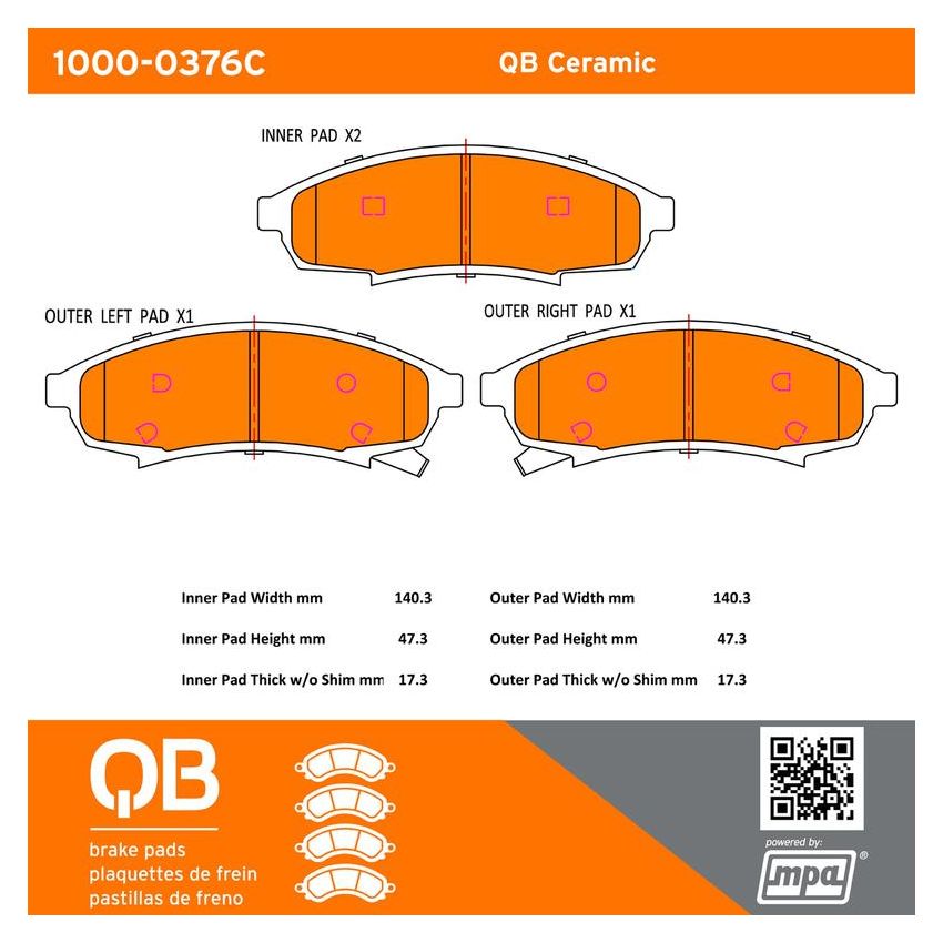 MPA 1000-0376C QB Ceramic Brake Pads