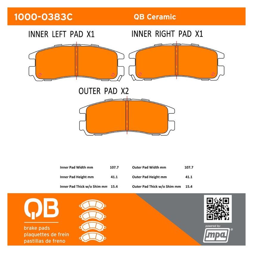MPA 1000-0383C QB Ceramic Brake Pads