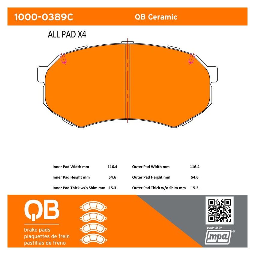 MPA 1000-0389C QB Ceramic Brake Pads