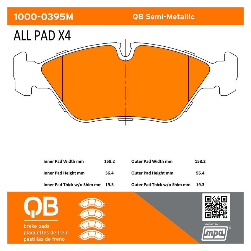 MPA 1000-0395M QB Semi-Metallic Brake Pads