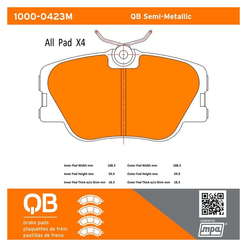 MPA 1000-0423M QB Semi-Metallic Brake Pads