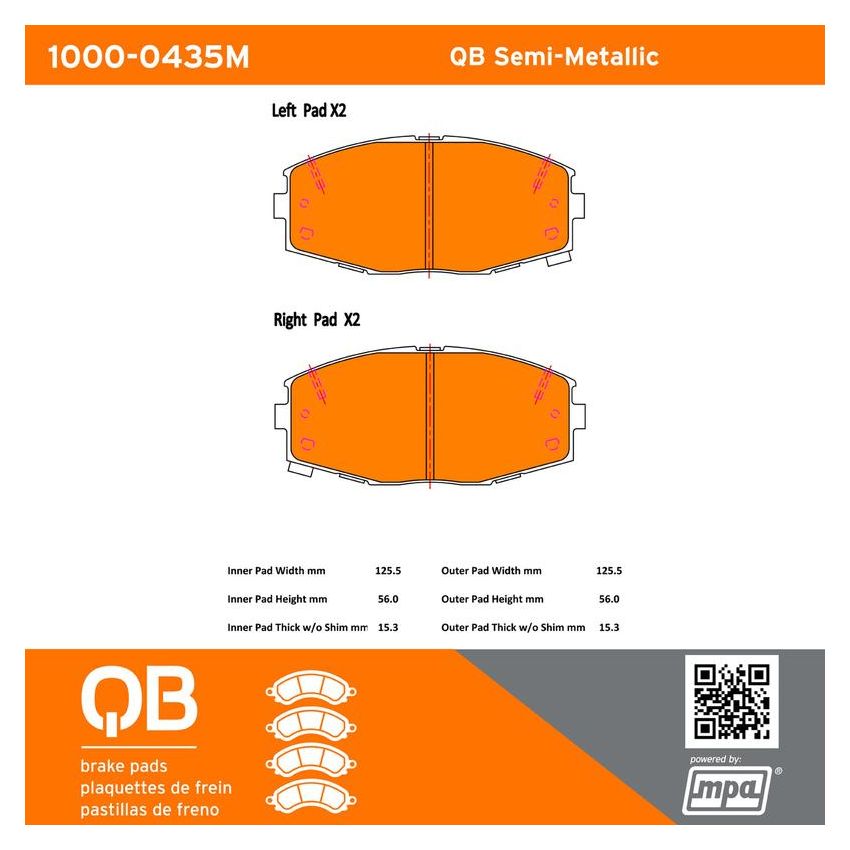 MPA 1000-0435M QB Semi-Metallic Brake Pads