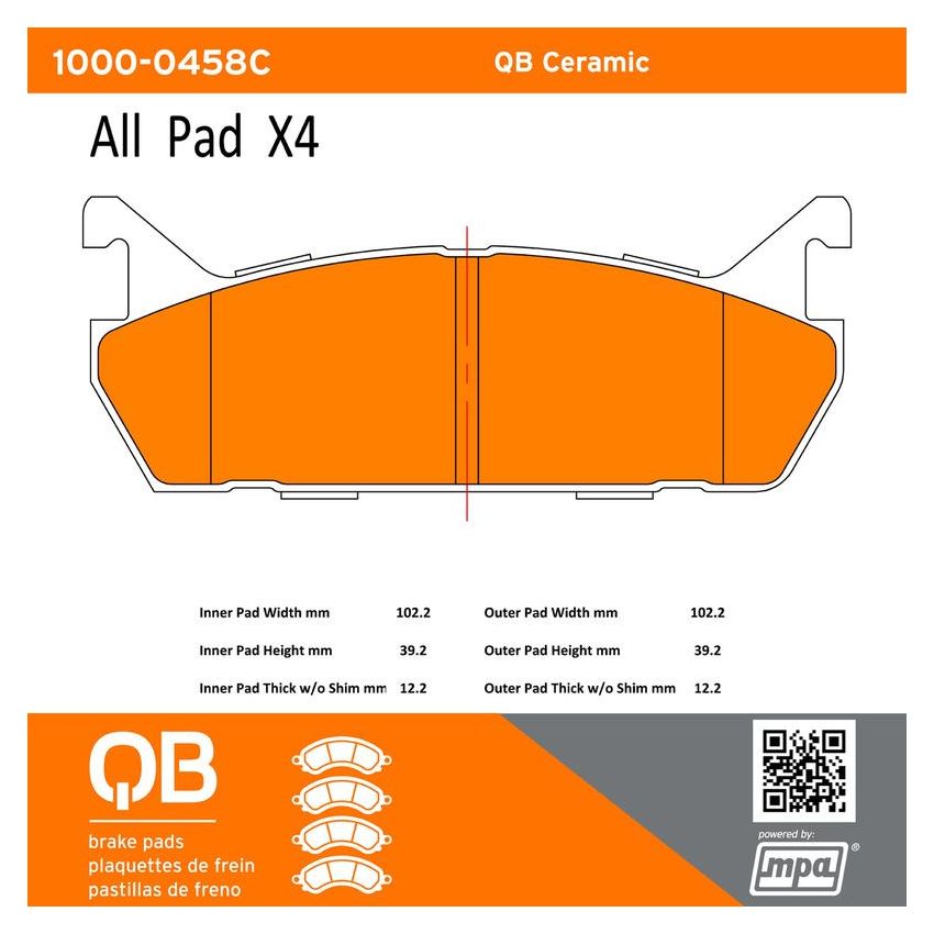 MPA 1000-0458C QB Ceramic Brake Pads