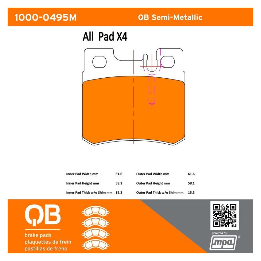 MPA 1000-0495M QB Semi-Metallic Brake Pads