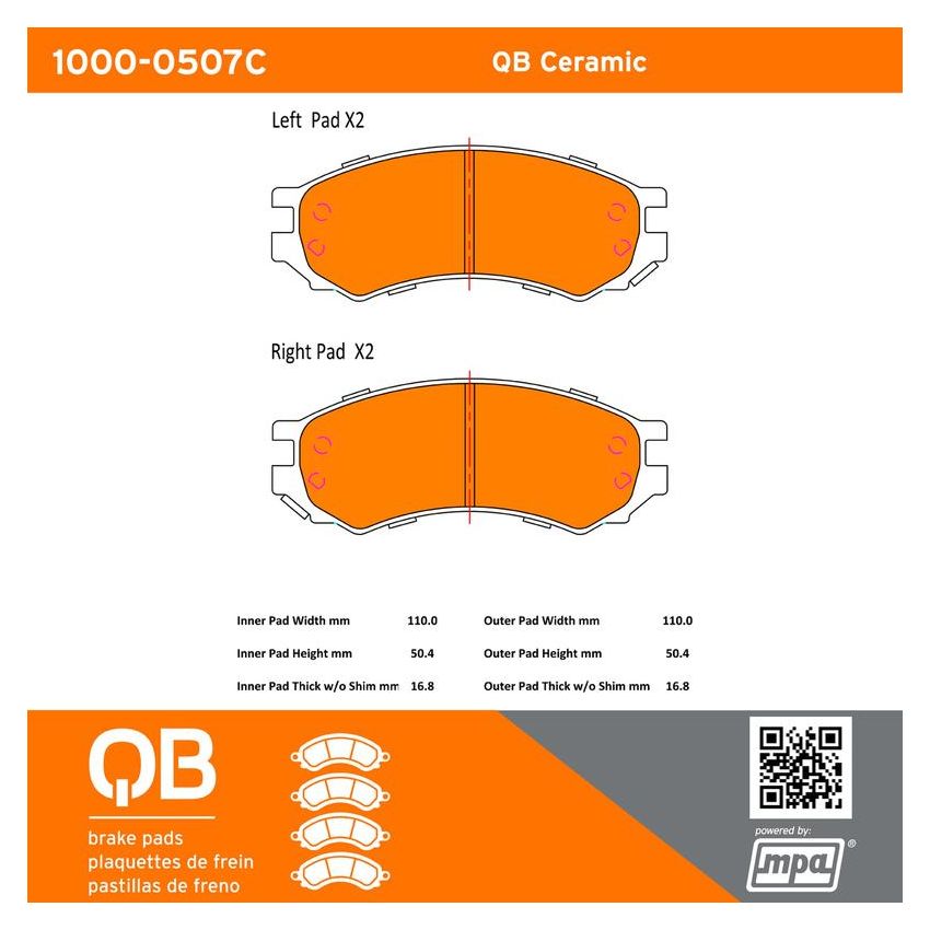 MPA 1000-0507C QB Ceramic Brake Pads