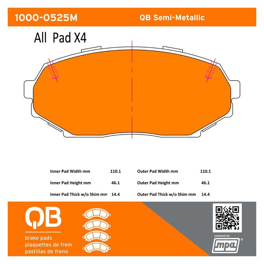 MPA 1000-0525M QB Semi-Metallic Brake Pads