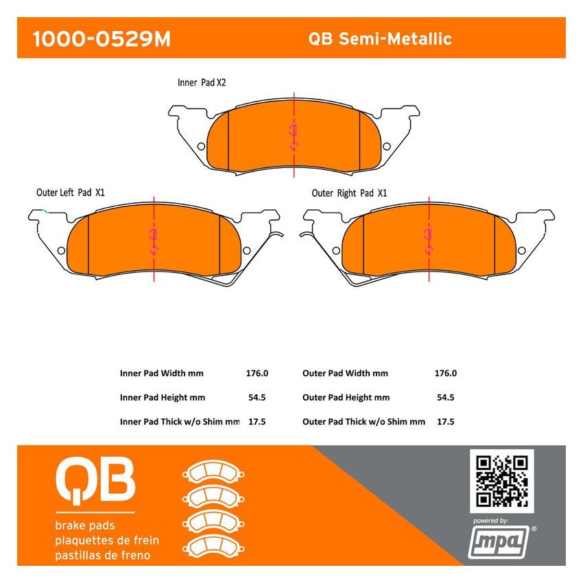 MPA 1000-0529M QB Semi-Metallic Brake Pads