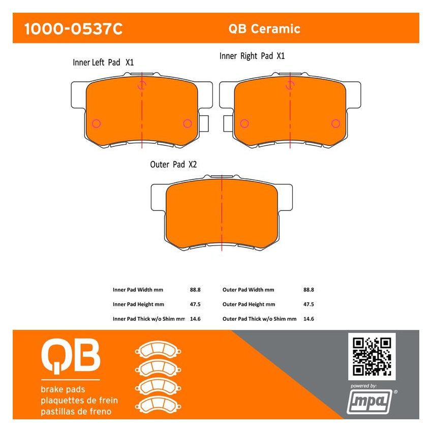 MPA 1000-0537C QB Ceramic Brake Pads