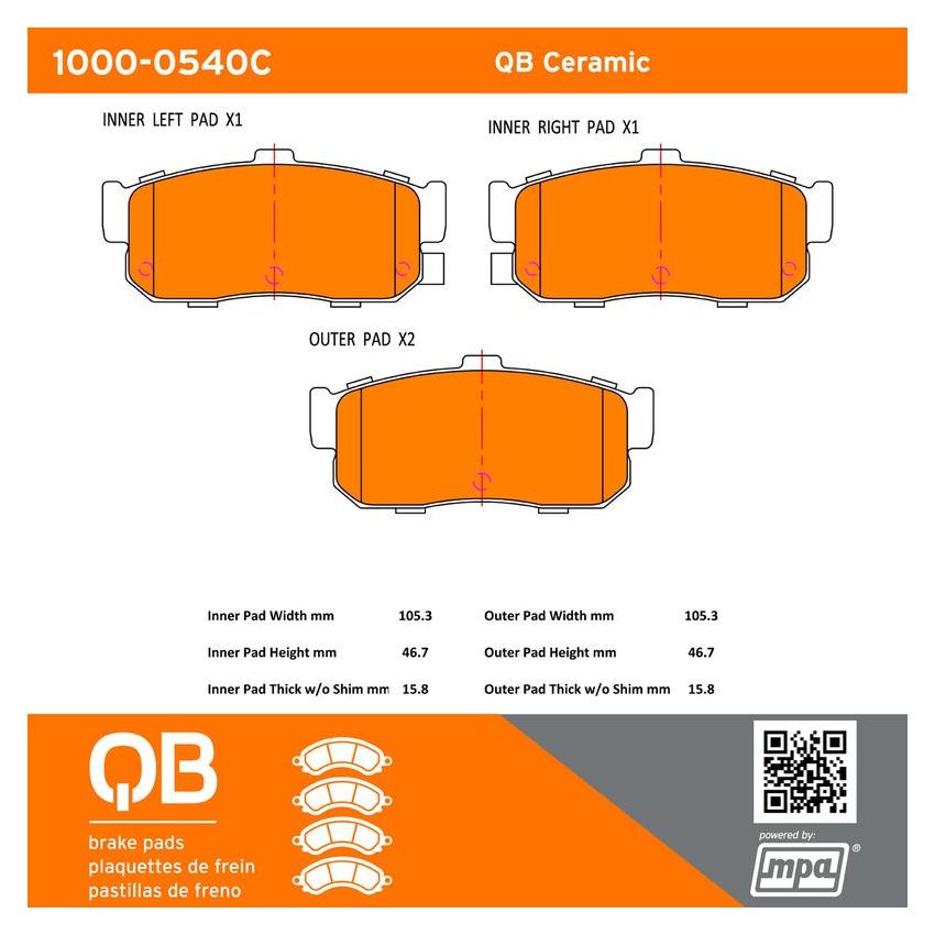 MPA 1000-0540C QB Ceramic Brake Pads