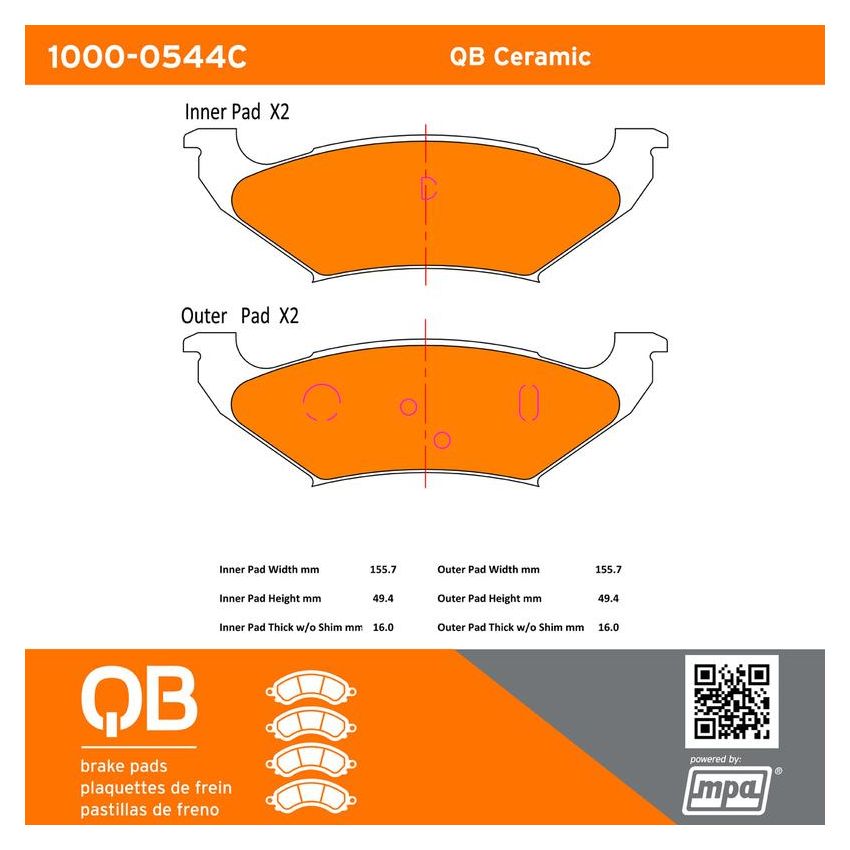 MPA 1000-0544C QB Ceramic Brake Pads