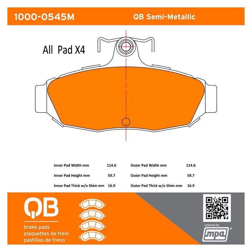 MPA 1000-0545M QB Semi-Metallic Brake Pads
