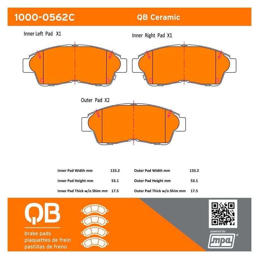 MPA 1000-0562C QB Ceramic Brake Pads