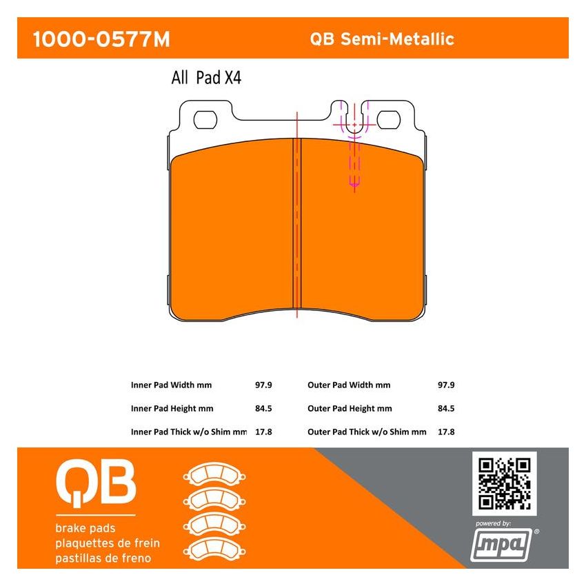 MPA 1000-0577M QB Semi-Metallic Brake Pads