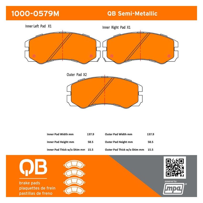 MPA 1000-0579M QB Semi-Metallic Brake Pads