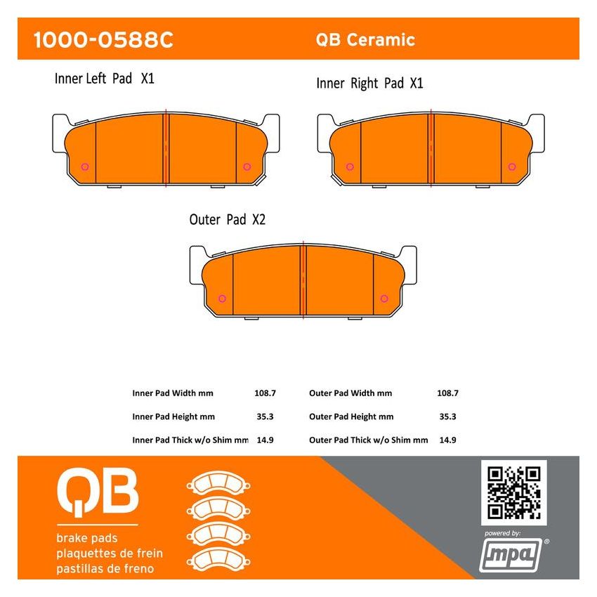 MPA 1000-0588C QB Ceramic Brake Pads