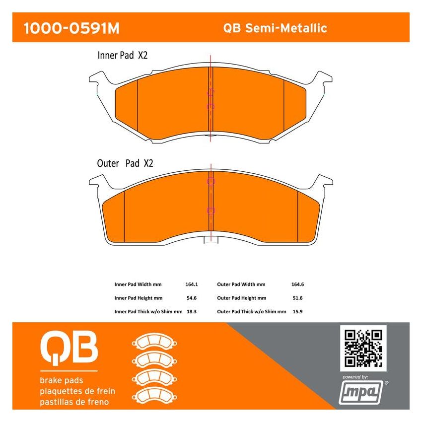 MPA 1000-0591M QB Semi-Metallic Brake Pads