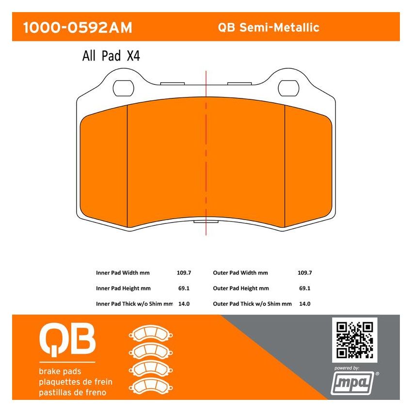 MPA 1000-0592AM QB Semi-Metallic Brake Pads