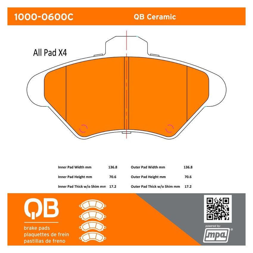 MPA 1000-0600C QB Ceramic Brake Pads