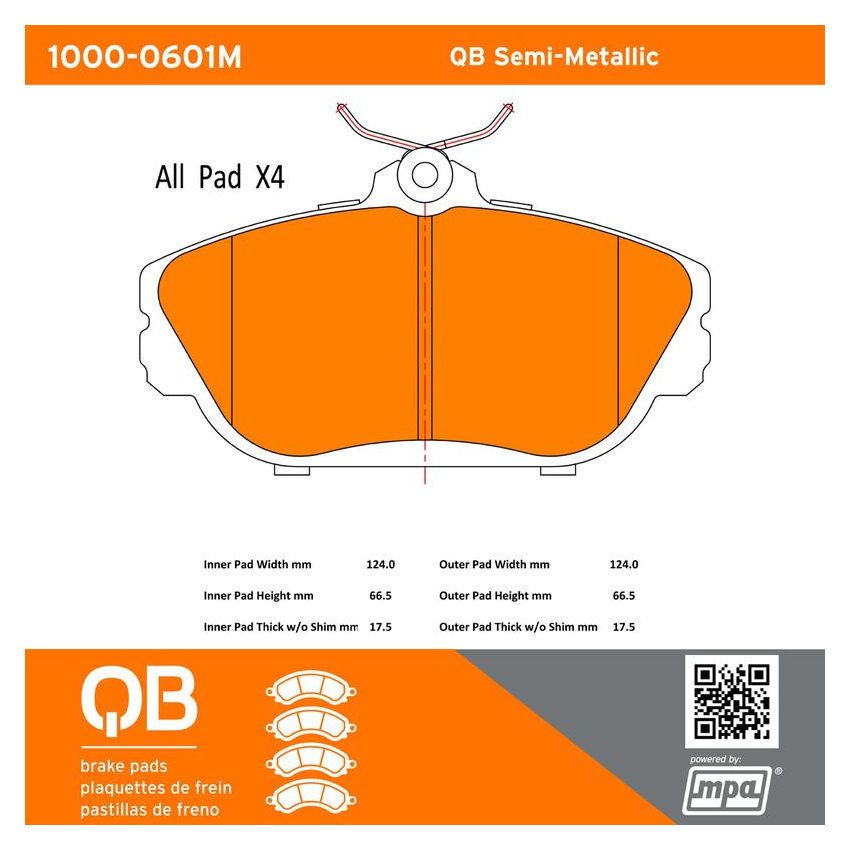 MPA 1000-0601M QB Semi-Metallic Brake Pads