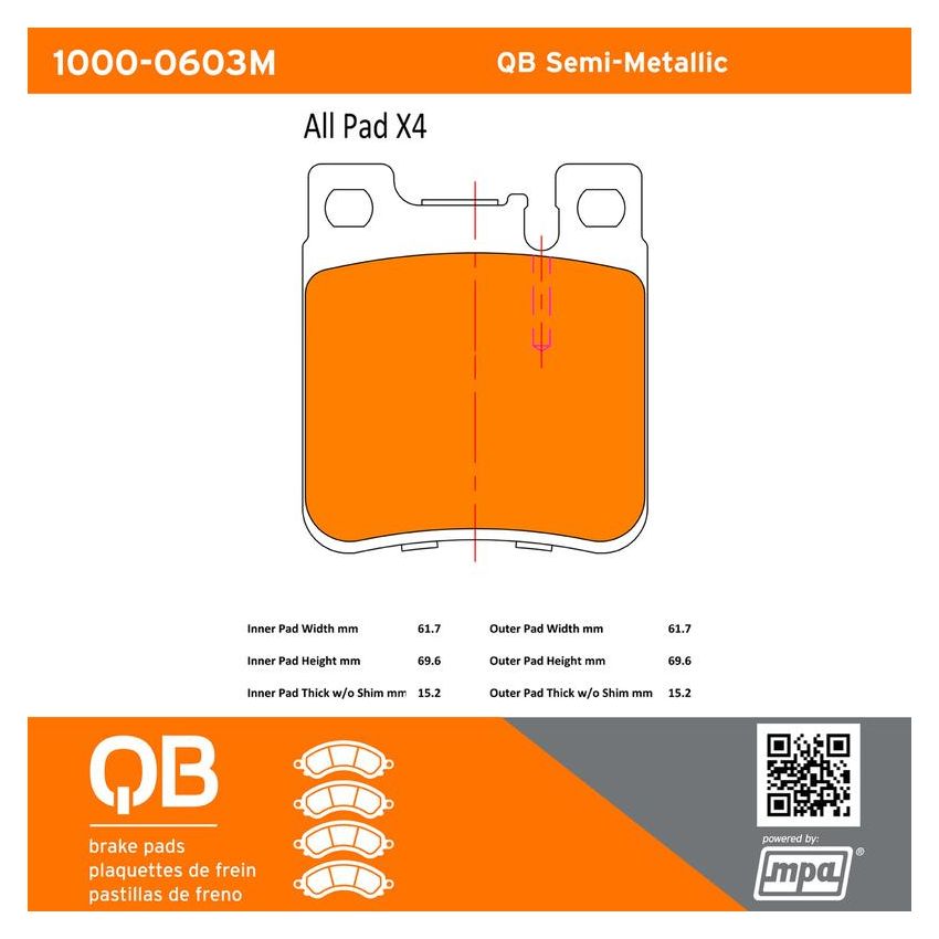 MPA 1000-0603M QB Semi-Metallic Brake Pads