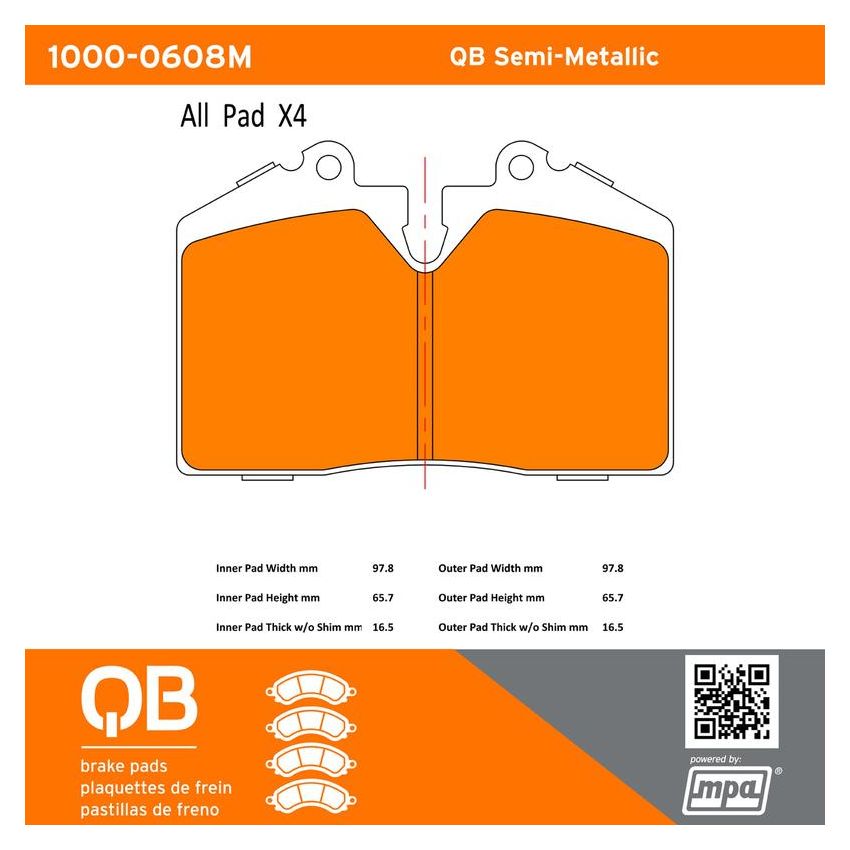 MPA 1000-0608M QB Semi-Metallic Brake Pads