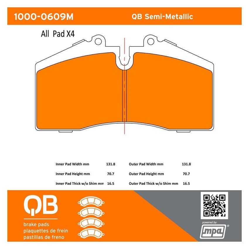 MPA 1000-0609M QB Semi-Metallic Brake Pads