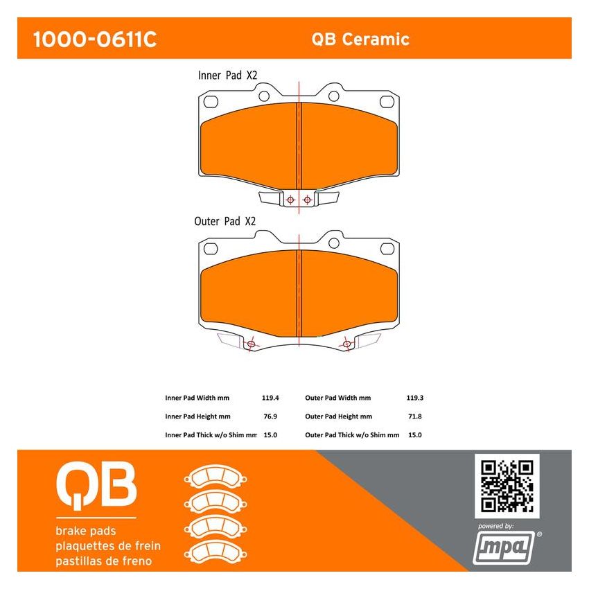 MPA 1000-0611C QB Ceramic Brake Pads