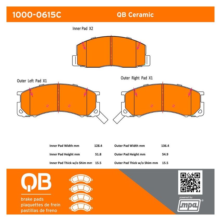 MPA 1000-0615C QB Ceramic Brake Pads