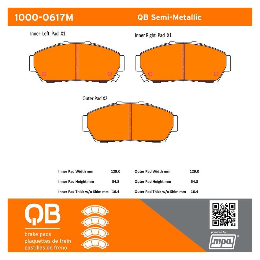 MPA 1000-0617M QB Semi-Metallic Brake Pads