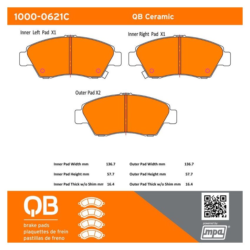 MPA 1000-0621C QB Ceramic Brake Pads