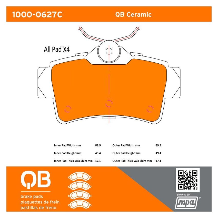 MPA 1000-0627C QB Ceramic Brake Pads