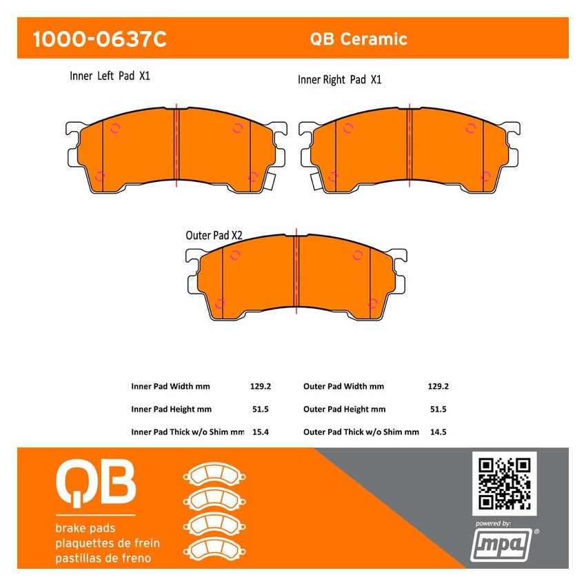 MPA 1000-0637C QB Ceramic Brake Pads