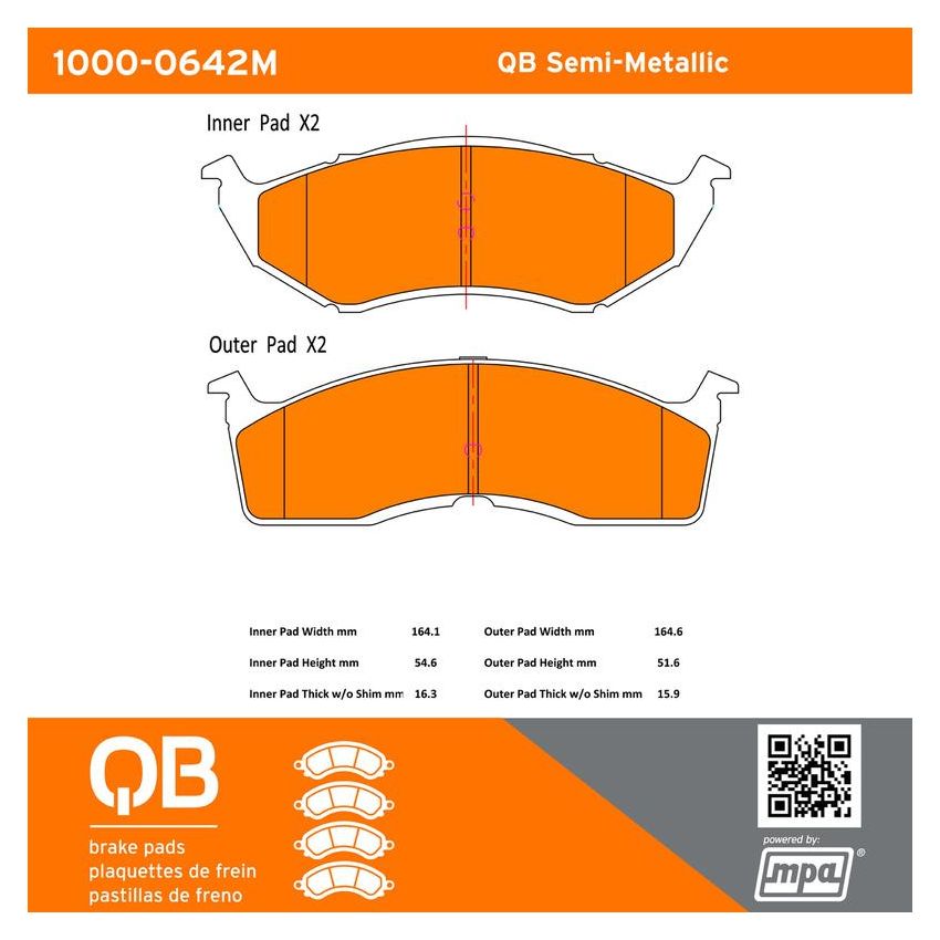 MPA 1000-0642M QB Semi-Metallic Brake Pads