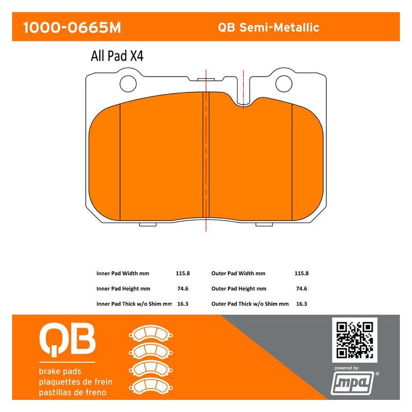 MPA 1000-0665M QB Semi-Metallic Brake Pads