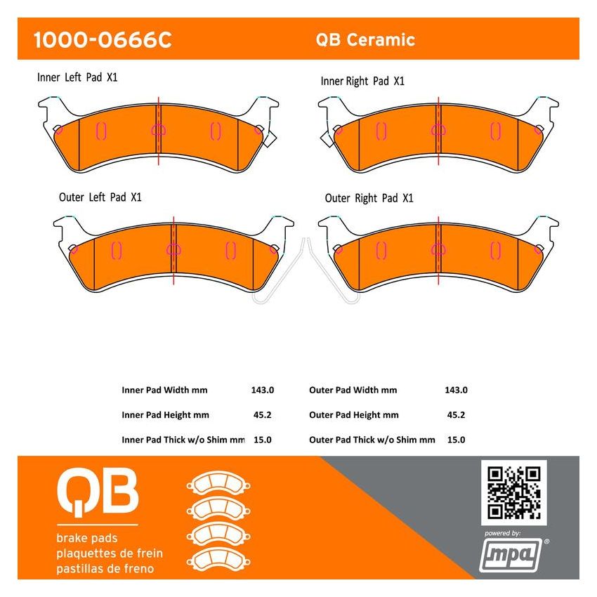 MPA 1000-0666C QB Ceramic Brake Pads