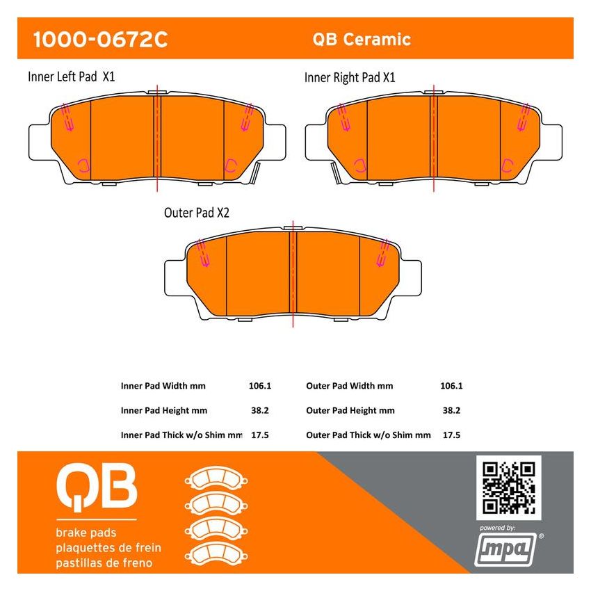 MPA 1000-0672C QB Ceramic Brake Pads