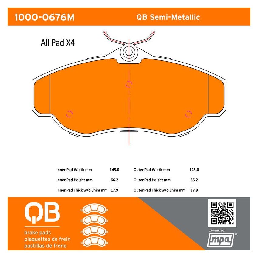 MPA 1000-0676M QB Semi-Metallic Brake Pads