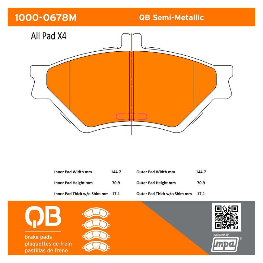 MPA 1000-0678M QB Semi-Metallic Brake Pads