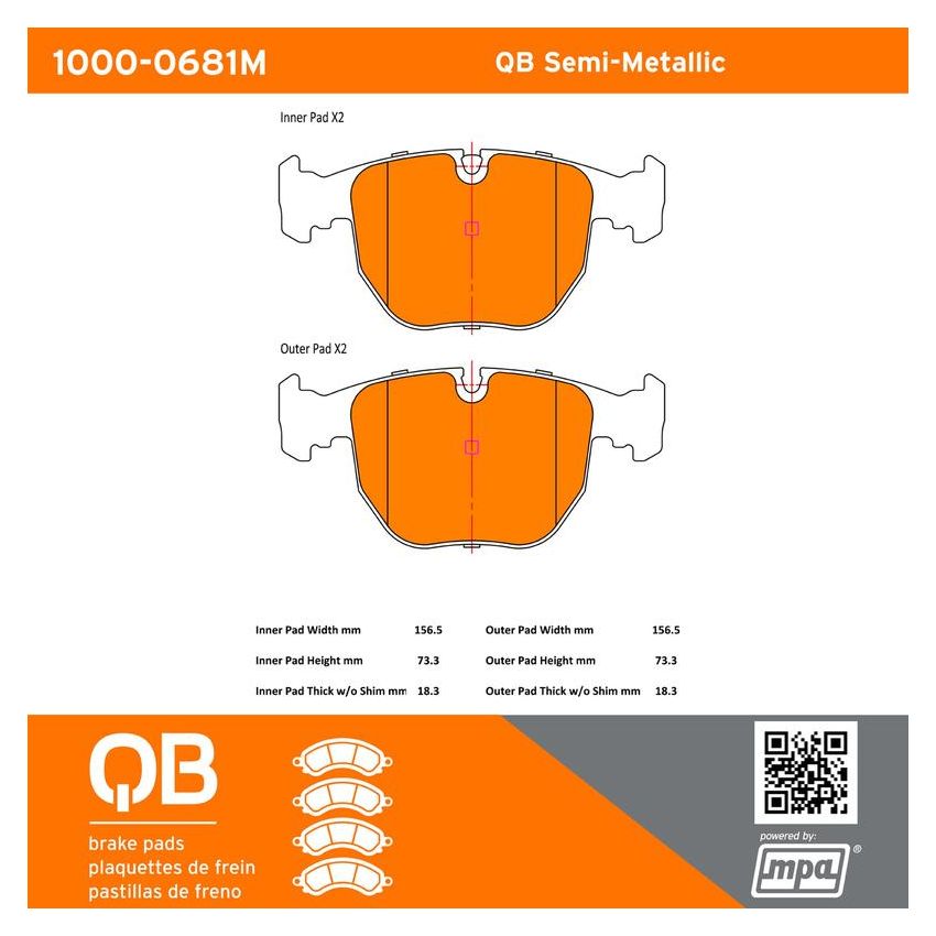 MPA 1000-0681M QB Semi-Metallic Brake Pads