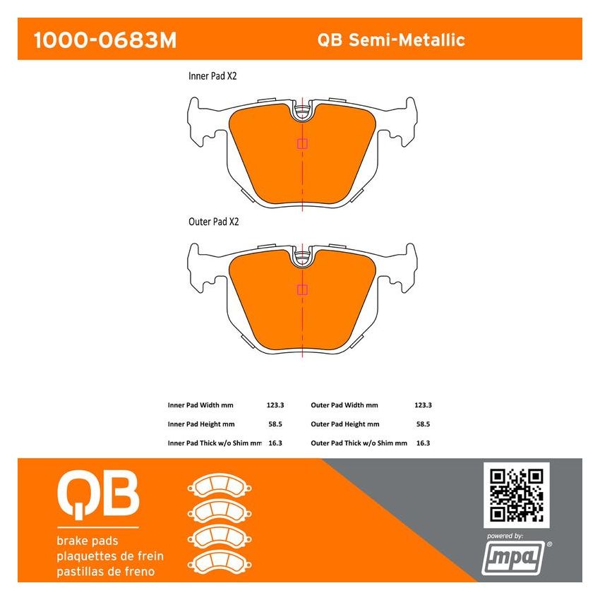 MPA 1000-0683M QB Semi-Metallic Brake Pads