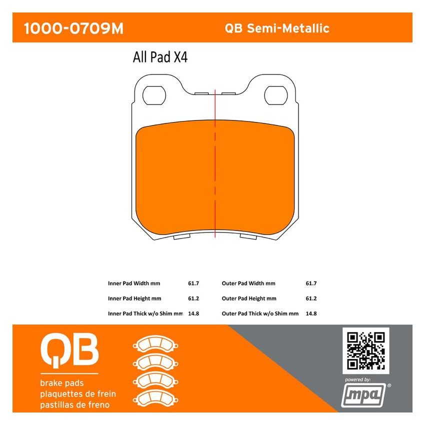MPA 1000-0709M QB Semi-Metallic Brake Pads