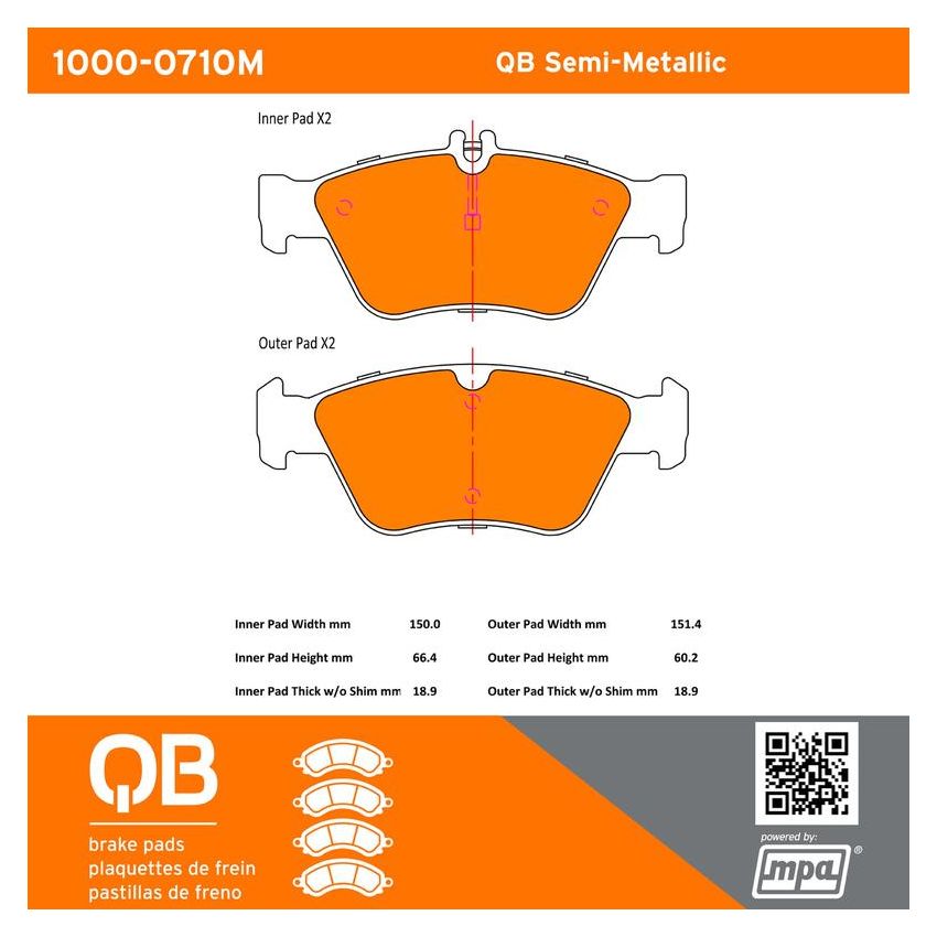 MPA 1000-0710M QB Semi-Metallic Brake Pads