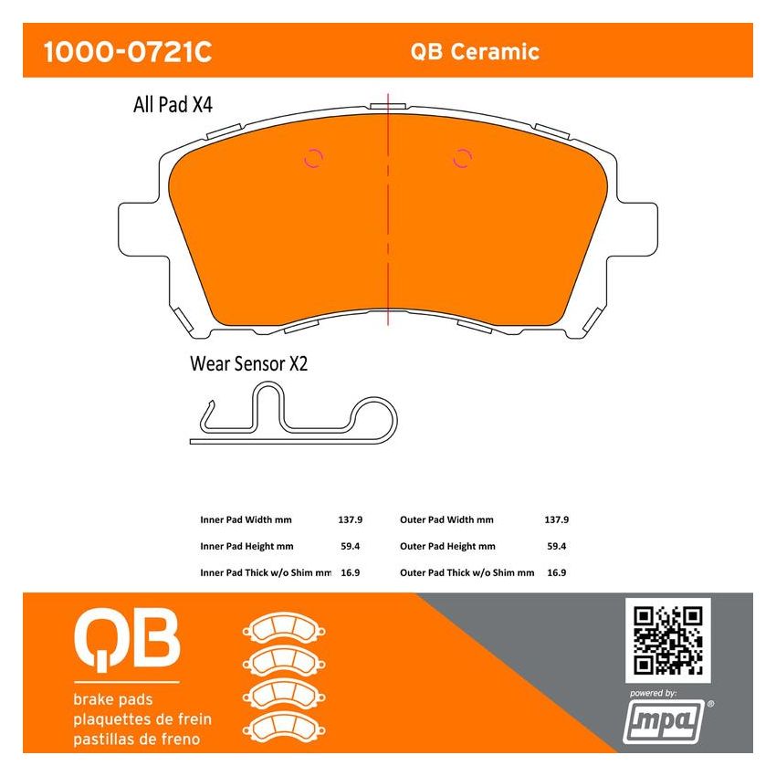 MPA 1000-0721C QB Ceramic Brake Pads