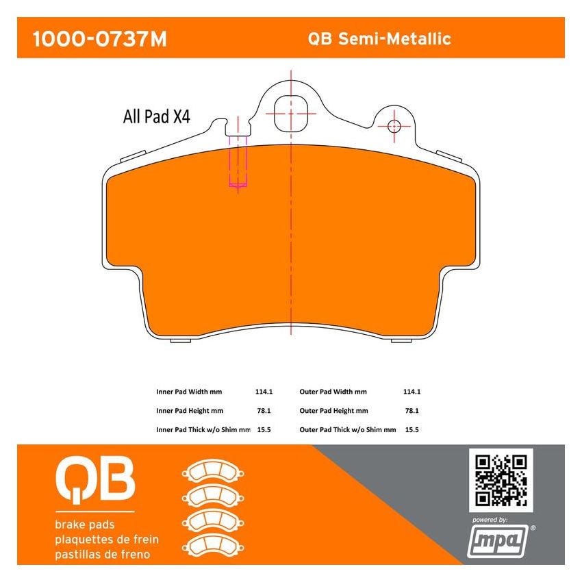 MPA 1000-0737M QB Semi-Metallic Brake Pads