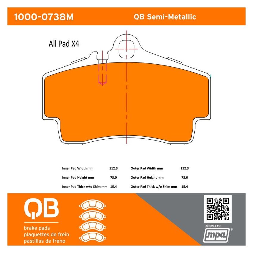 MPA 1000-0738M QB Semi-Metallic Brake Pads